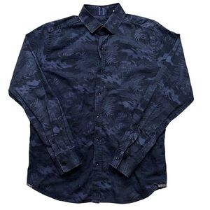 Robert Graham Shirt Mens M Long Sleeve Paisley Floral Camo Tailored Fit Purple